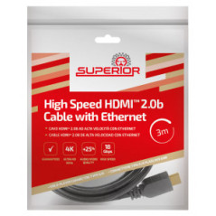 Câble HDMI 2.0b Haute Vitesse avec Ethernet - 4K Ultra HD / Grande Vitesse 18 Gbps - 0.9m - Superior Electronics SUPAVC001
